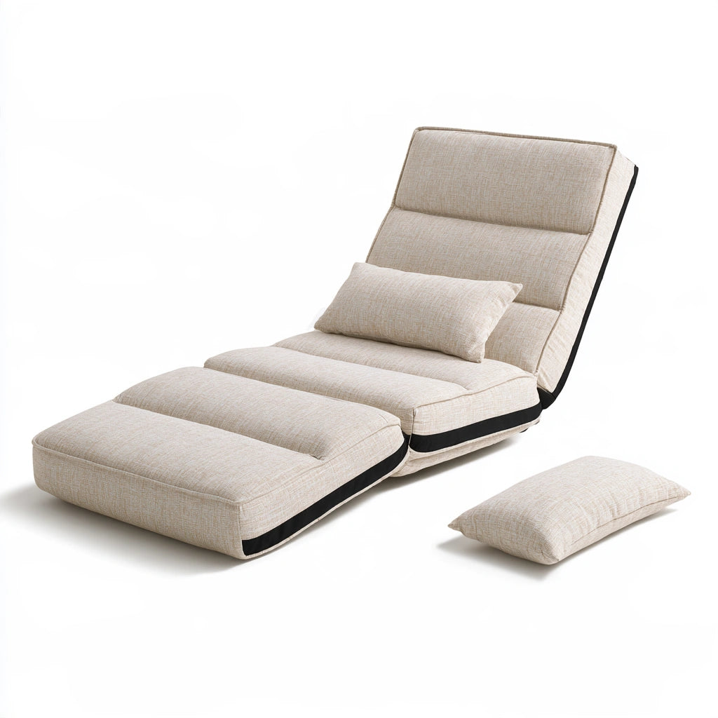 Fauteuil de détente aux lignes épurées pliant réglable, coloris beige clair