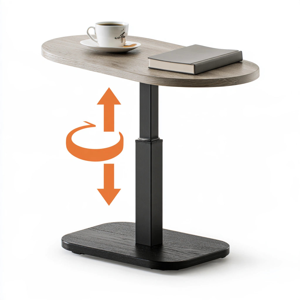 Table d'appoint aux lignes épurées réglable, coloris gris
