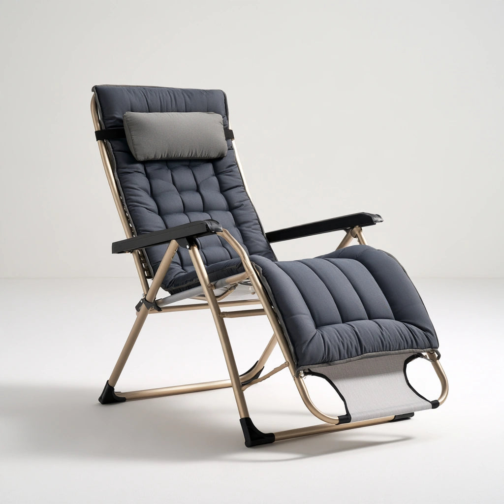 Fauteuil relax pliant aux lignes épurées, coloris gris