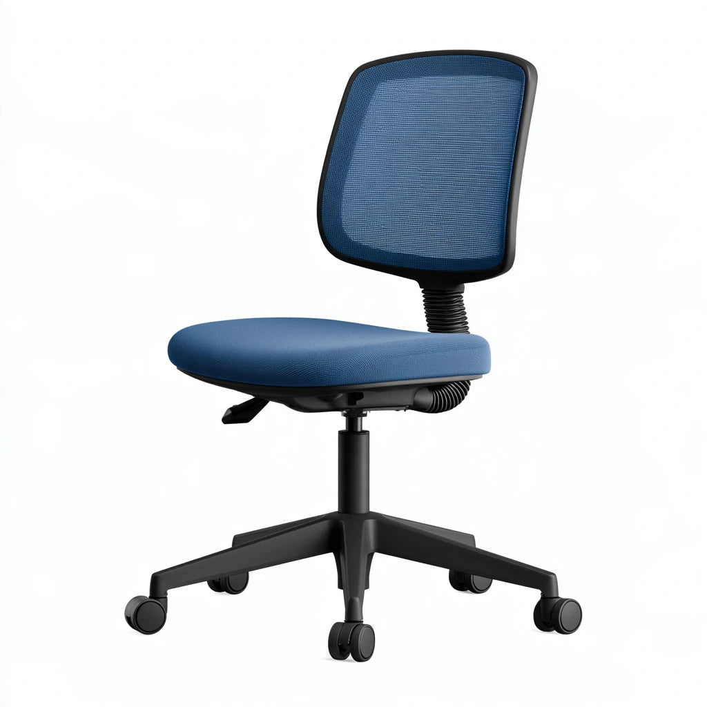 Fauteuil de bureau ergonomique aux lignes épurées, coloris bleu et blanc
