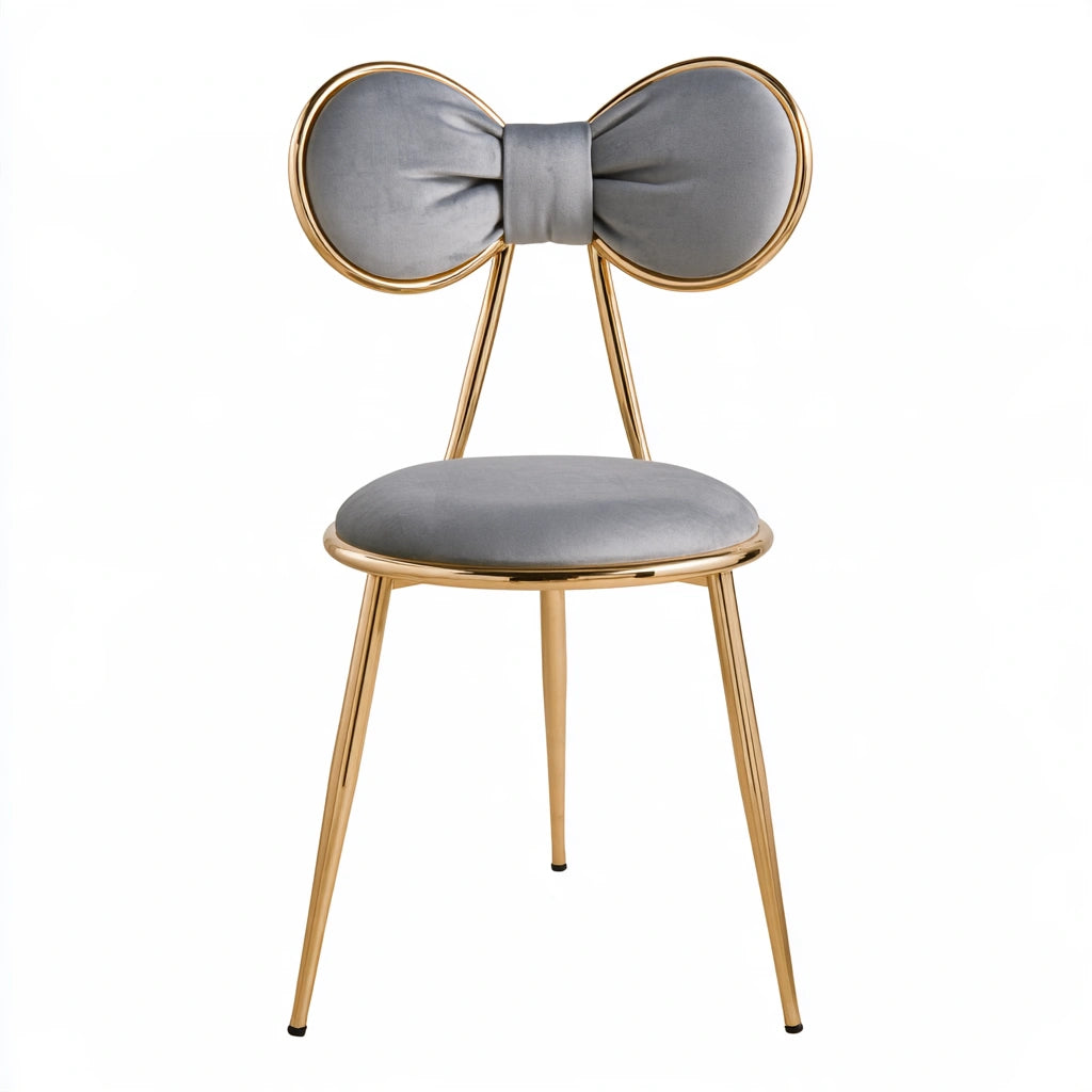 Tabouret de coiffeuse rembourré en métal, coloris doré