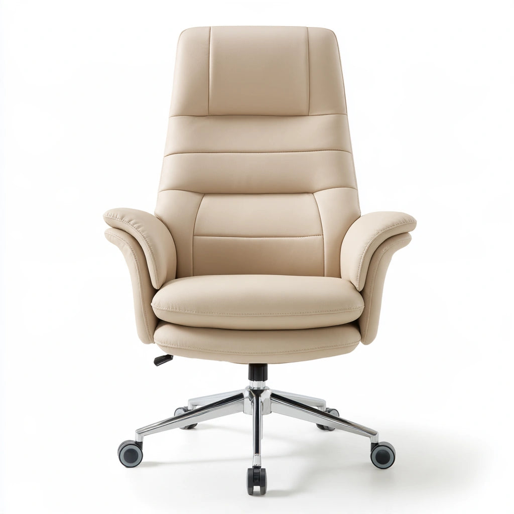 Fauteuil de bureau ergonomique en similicuir, coloris beige