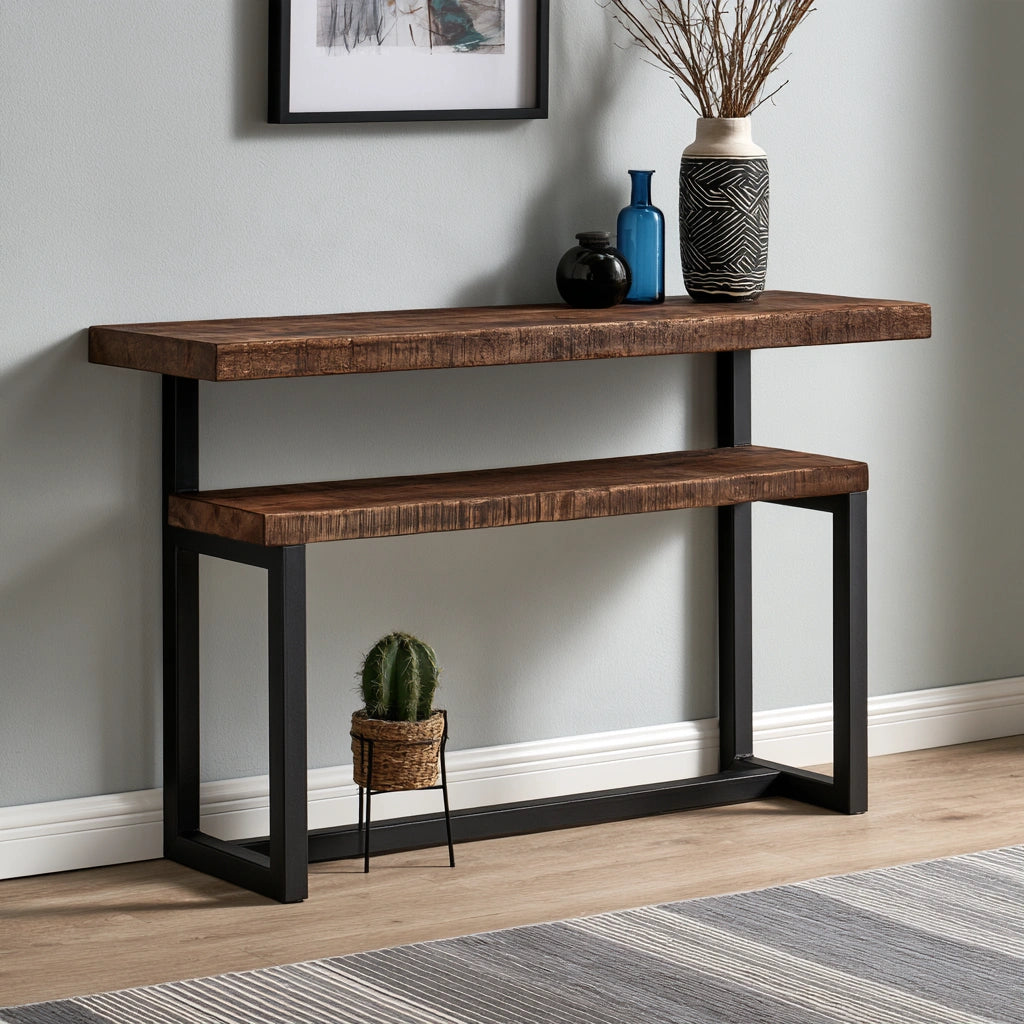 Console d'entrée aux lignes épurées, coloris gris