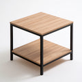 Table d'appoint carrée en bois finition chêne, coloris brun clair