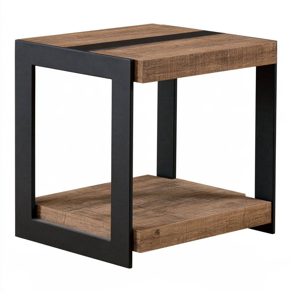 Table d'appoint carrée en bois, coloris brun clair