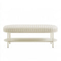 Banc décoratif aux lignes épurées, coloris blanc cassé