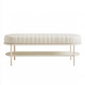 Banc décoratif aux lignes épurées, coloris blanc cassé