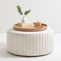 Banc coffre rembourré aux lignes épurées, coloris blanc cassé