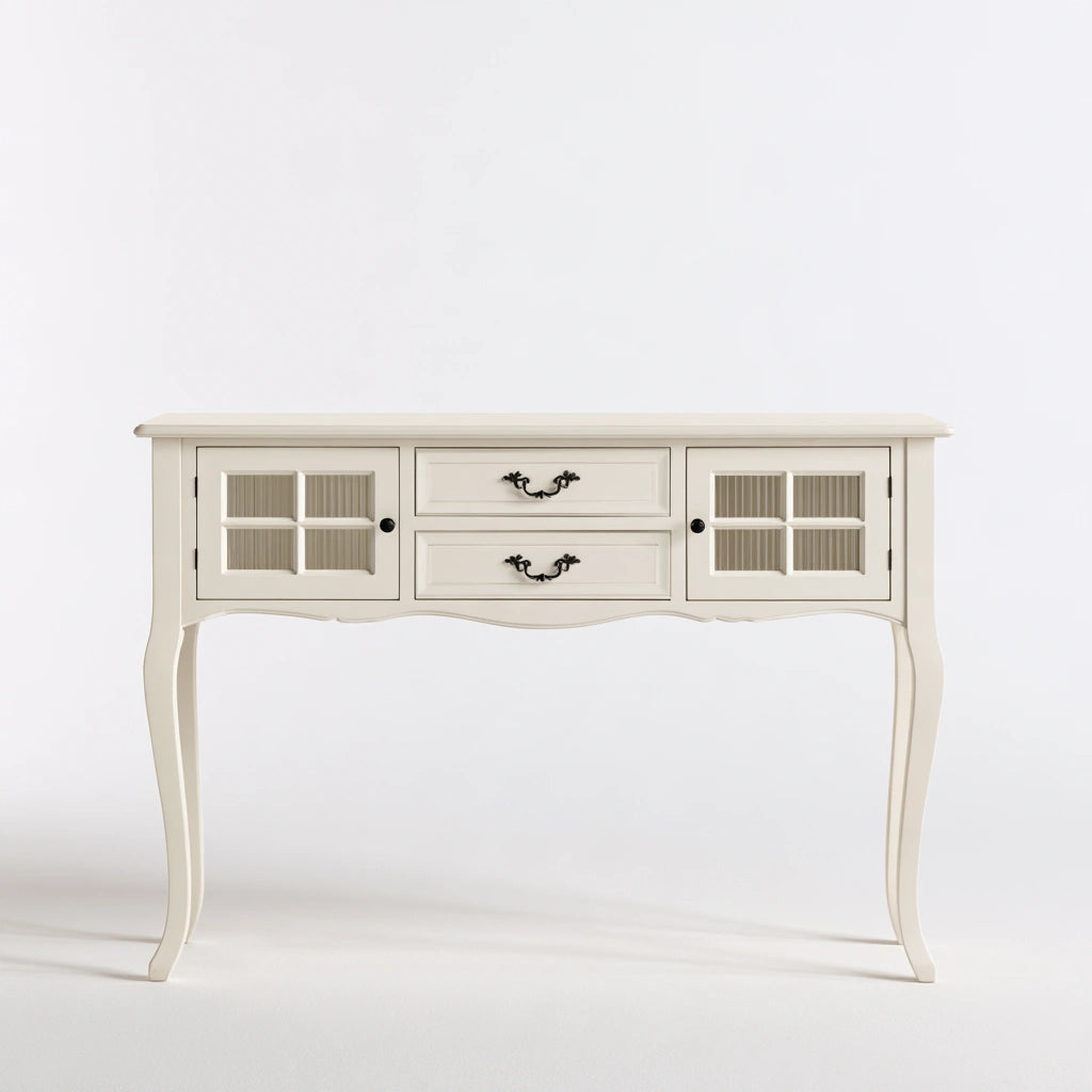 Console d'entrée en bois, coloris blanc cassé