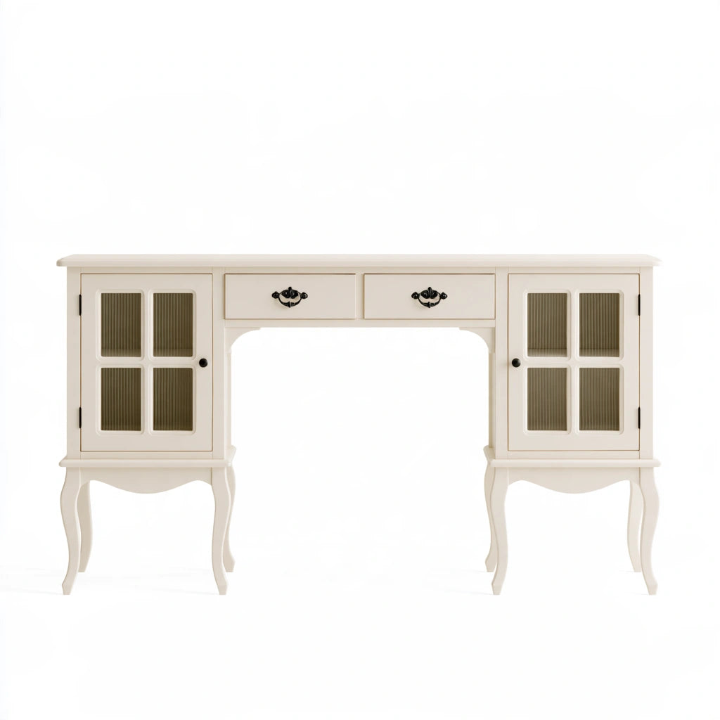Console d'entrée en bois, coloris blanc cassé